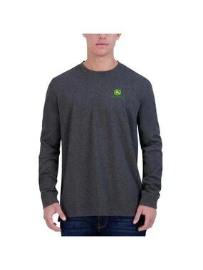 John Deere Men's XL Gray Long Sleeve T-Shirt 100% Cotton Crewneck N1434
